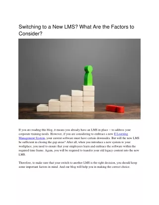 switching to a new lms what are the factors