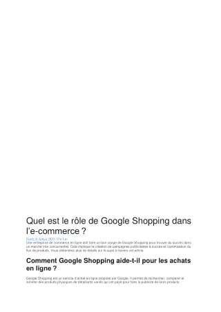 quel est le r le de google shopping dans