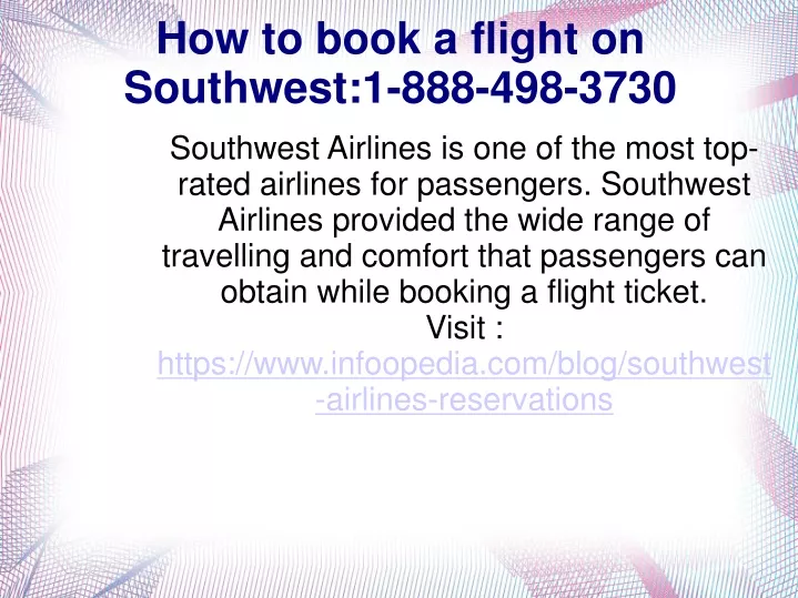 how to book a flight on southwest 1 888 498 3730