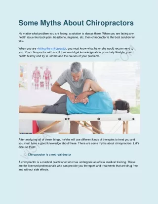 Some Myths About Chiropractors