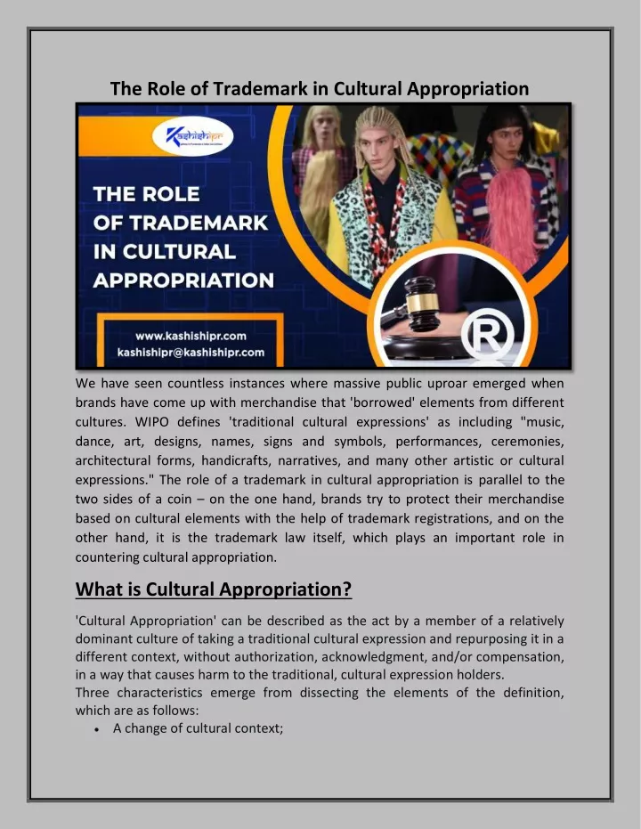 the role of trademark in cultural appropriation
