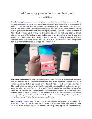 used samsung phones but in perfect good condition