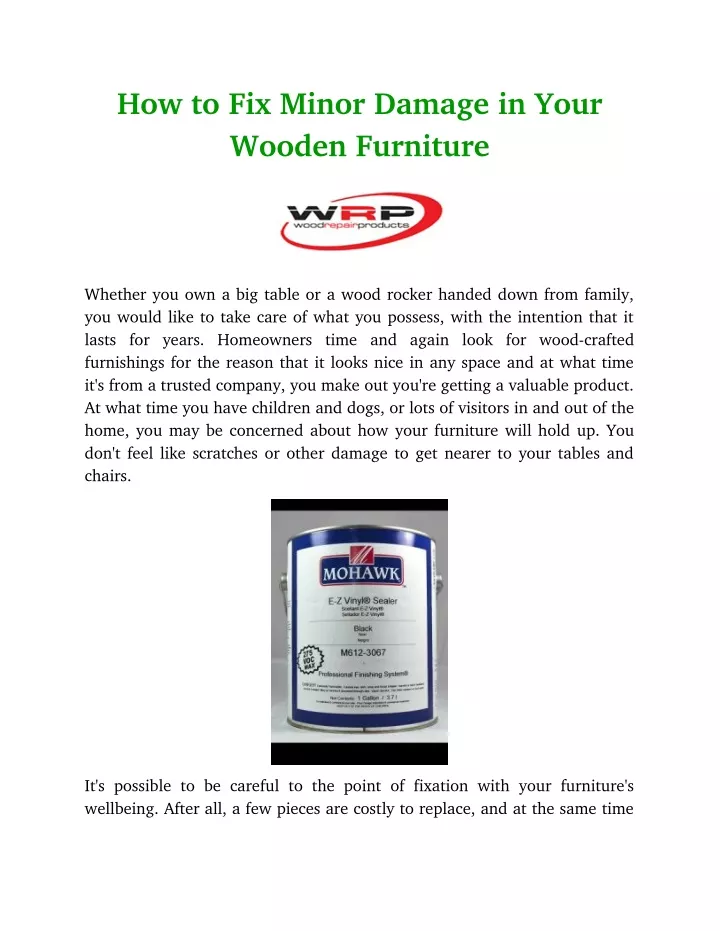 how to fix minor damage in your wooden furniture