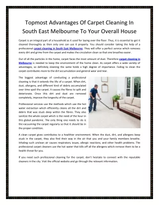 topmost advantages of carpet cleaning in south