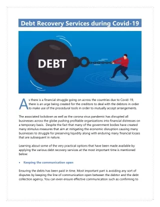 debt recovery services during covid 19