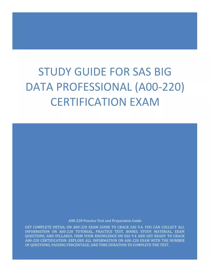 study guide for sas big data professional