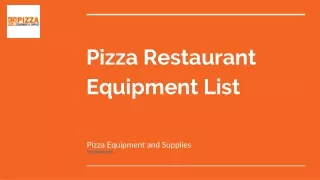 Pizza Restaurant Equipment List
