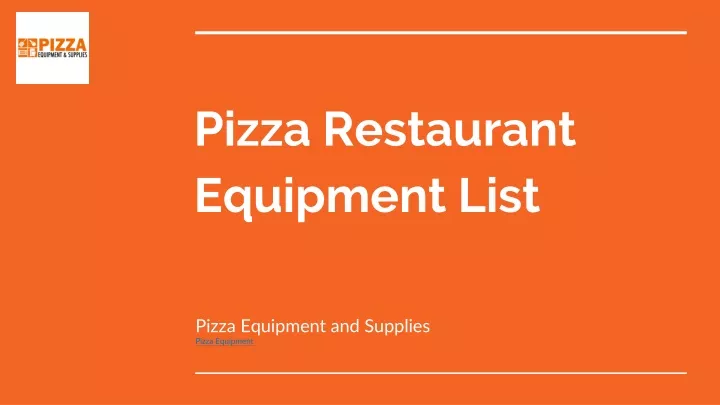 pizza restaurant equipment list