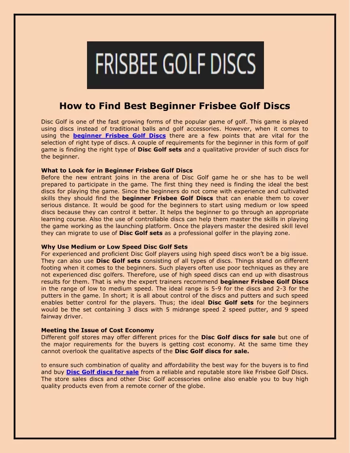 how to find best beginner frisbee golf discs
