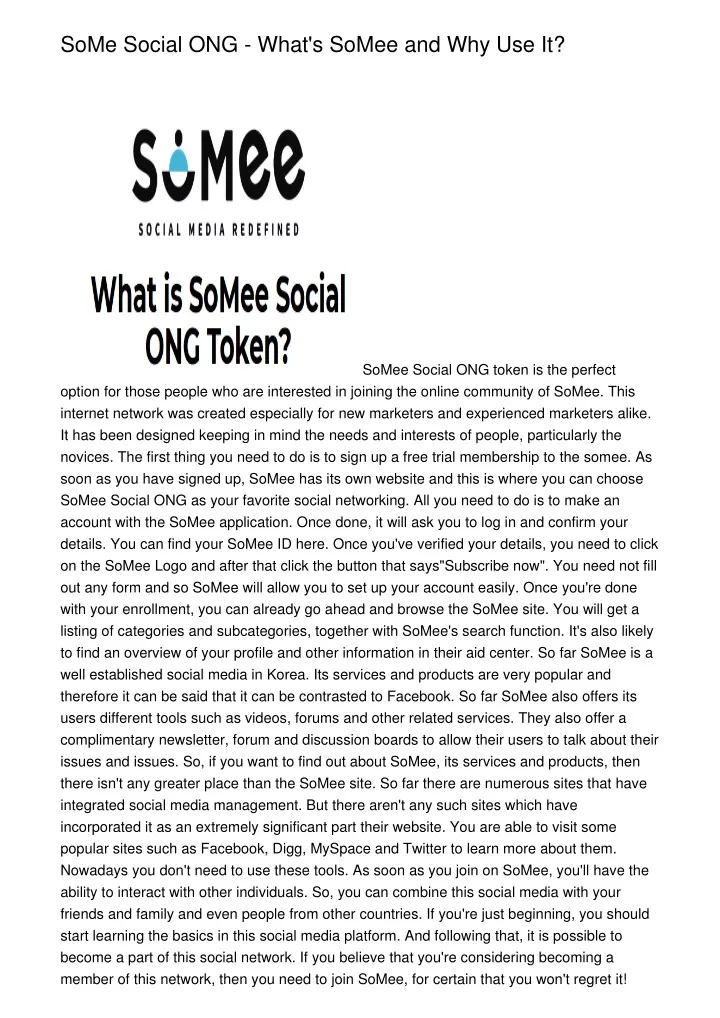 some social ong what s somee and why use it