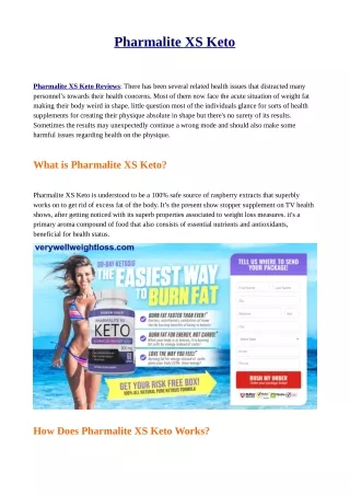 Pharmalite XS Keto Lose Weight (15KG) Only 2 Weeks! Use it trial pills