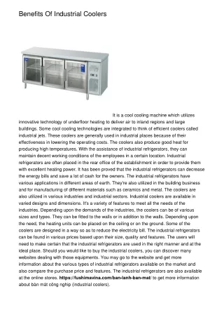 benefits of industrial coolers