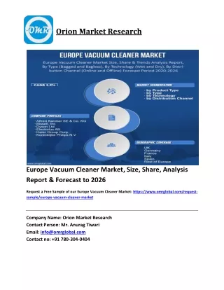 Europe Vacuum Cleaner Market Trends, Size, Competitive Analysis and Forecast 2020-2026
