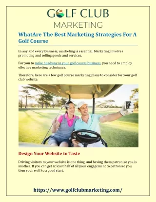WhatAre The Best Marketing Strategies For A Golf Course