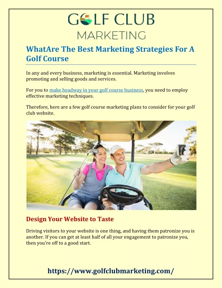 whatare the best marketing strategies for a golf