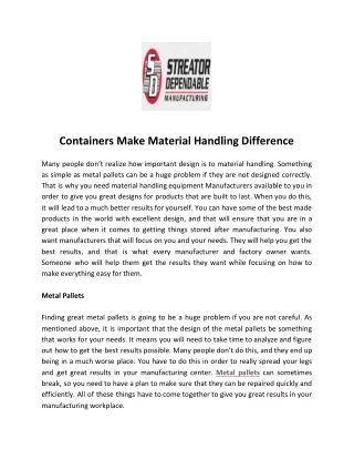 containers make material handling difference