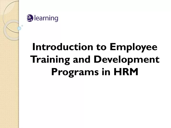 introduction to employee training and development