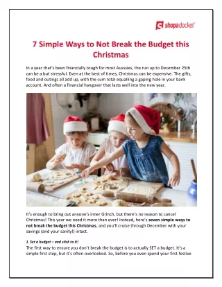 7 Simple Ways to Not Break the Budget this Christmas