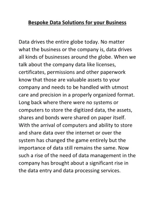 bespoke data solutions for your business