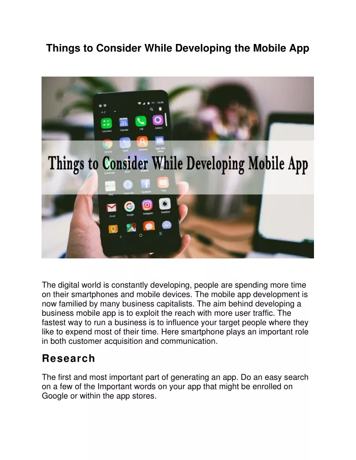 things to consider while developing the mobile app