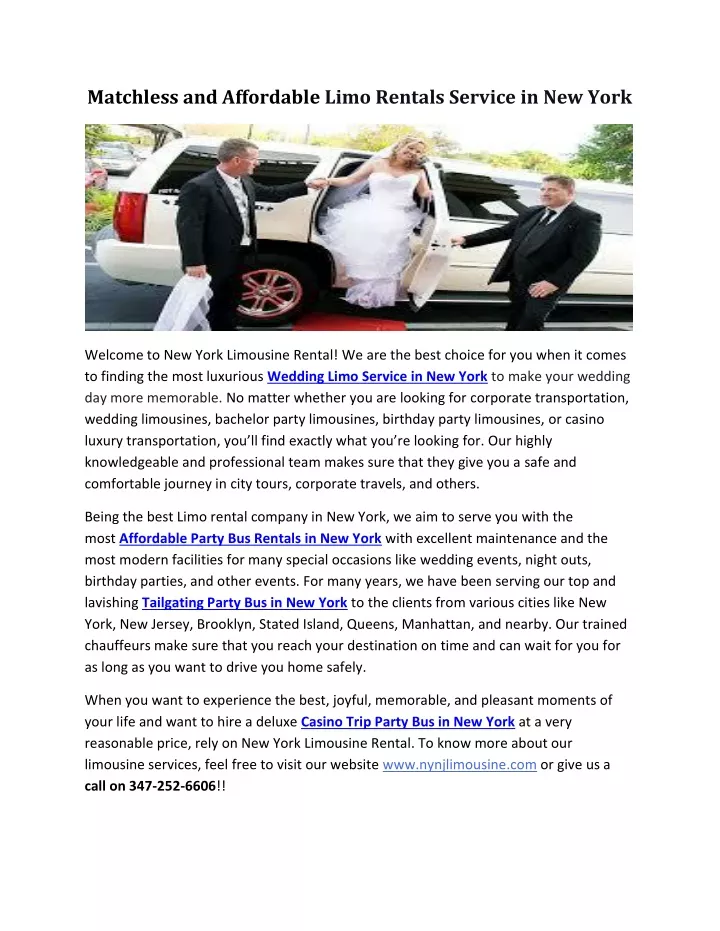 matchless and affordable limo rentals service