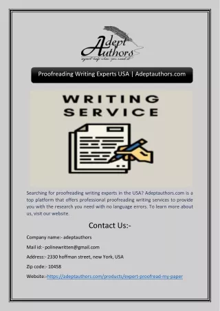 Proofreading Writing Experts USA | Adeptauthors.com