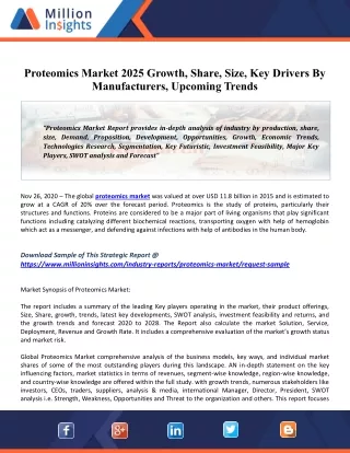 Proteomics Market 2025 Global Size, Key Companies, Trends, Growth And Regional Forecasts Research