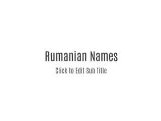 Rumanian Names