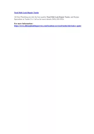 need slab leak repair tustin
