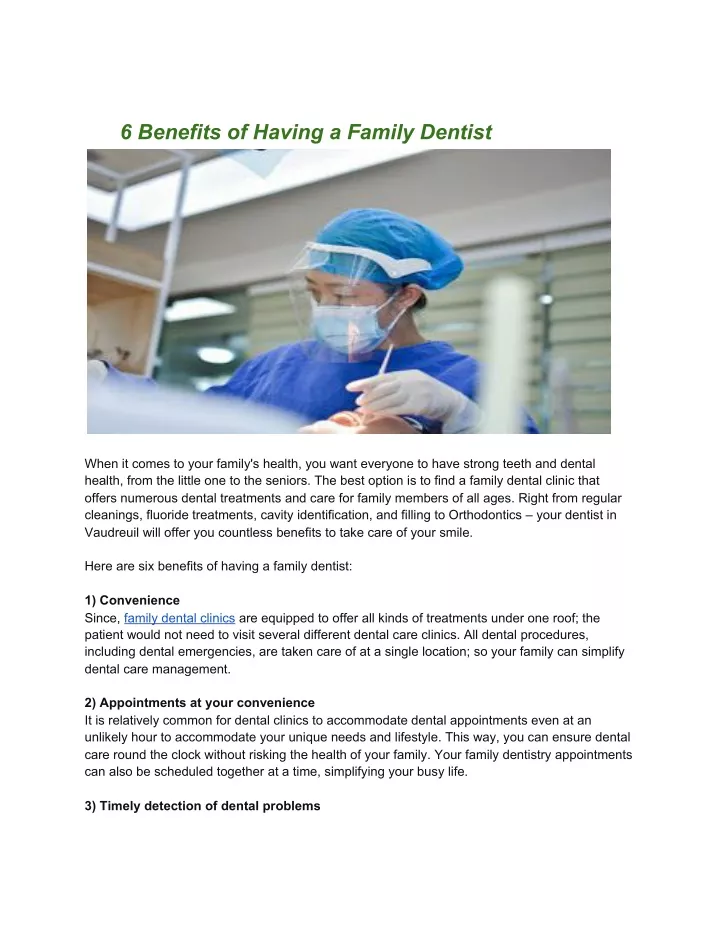 6 benefits of having a family dentist