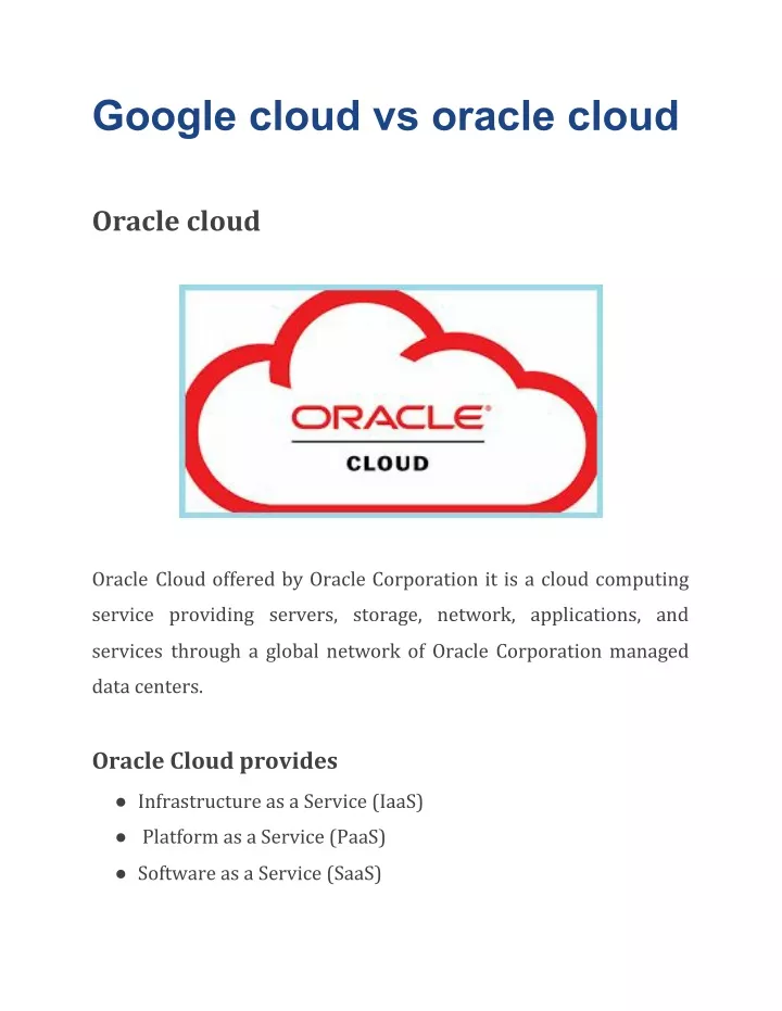 google cloud vs oracle cloud