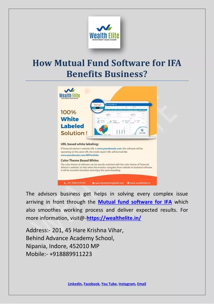 how mutual fund software for ifa benefits business