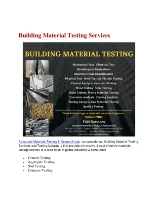 building material testing services