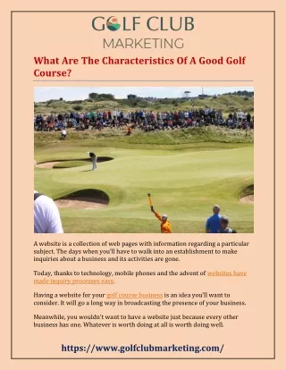What Are The Characteristics Of A Good Golf Course?