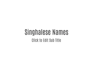 Singhalese Names