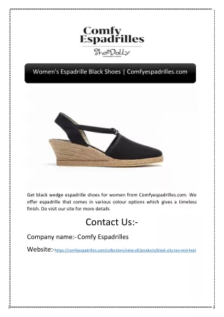 Women's Espadrille Black Shoes | Comfyespadrilles.com