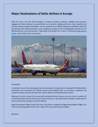 major destinations of delta airlines in europe