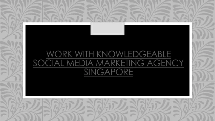 work with knowledgeable social media marketing agency singapore