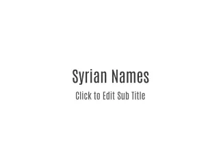 Syrian Names