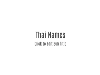 Thai Names