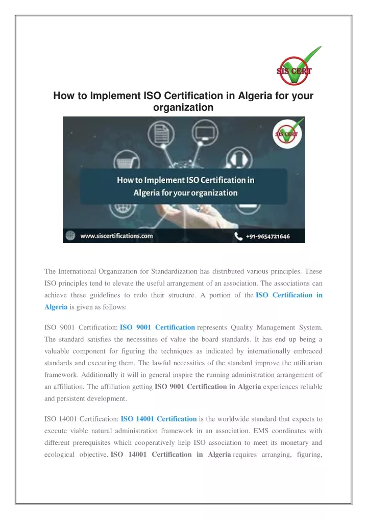 how to implement iso certification in algeria