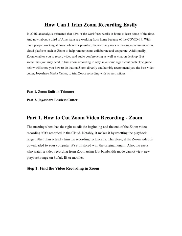 how can i trim zoom recording easily