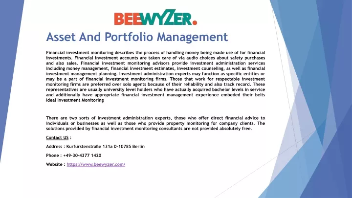 asset and portfolio management