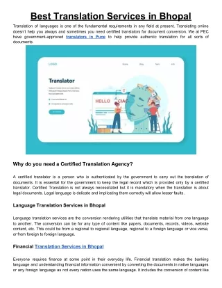 Translation Services in Bhopal
