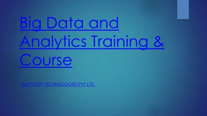 big data and analytics training course