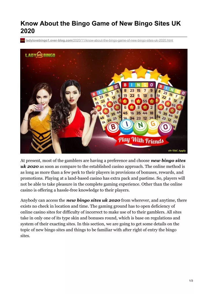 know about the bingo game of new bingo sites