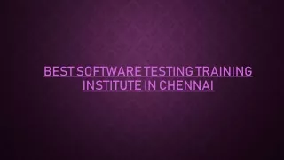 best software testing training institute in chennai