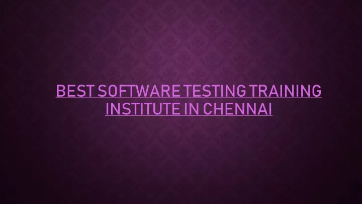 best software testing training institute in chennai