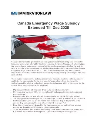 Canada Emergency Wage Subsidy Extended Till Dec 2020