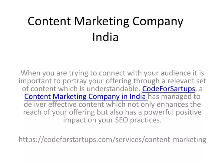 content marketing company india